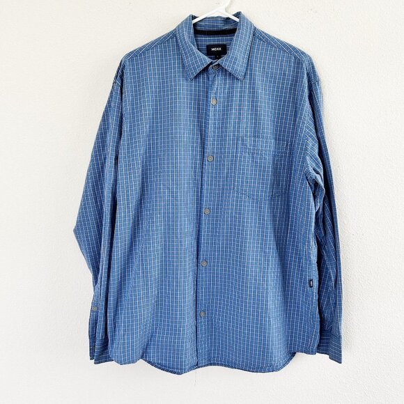 Mexx Other - MEXX Mens Button Down Shirt Size L Blue White Plaid Long Sleeve Cotton